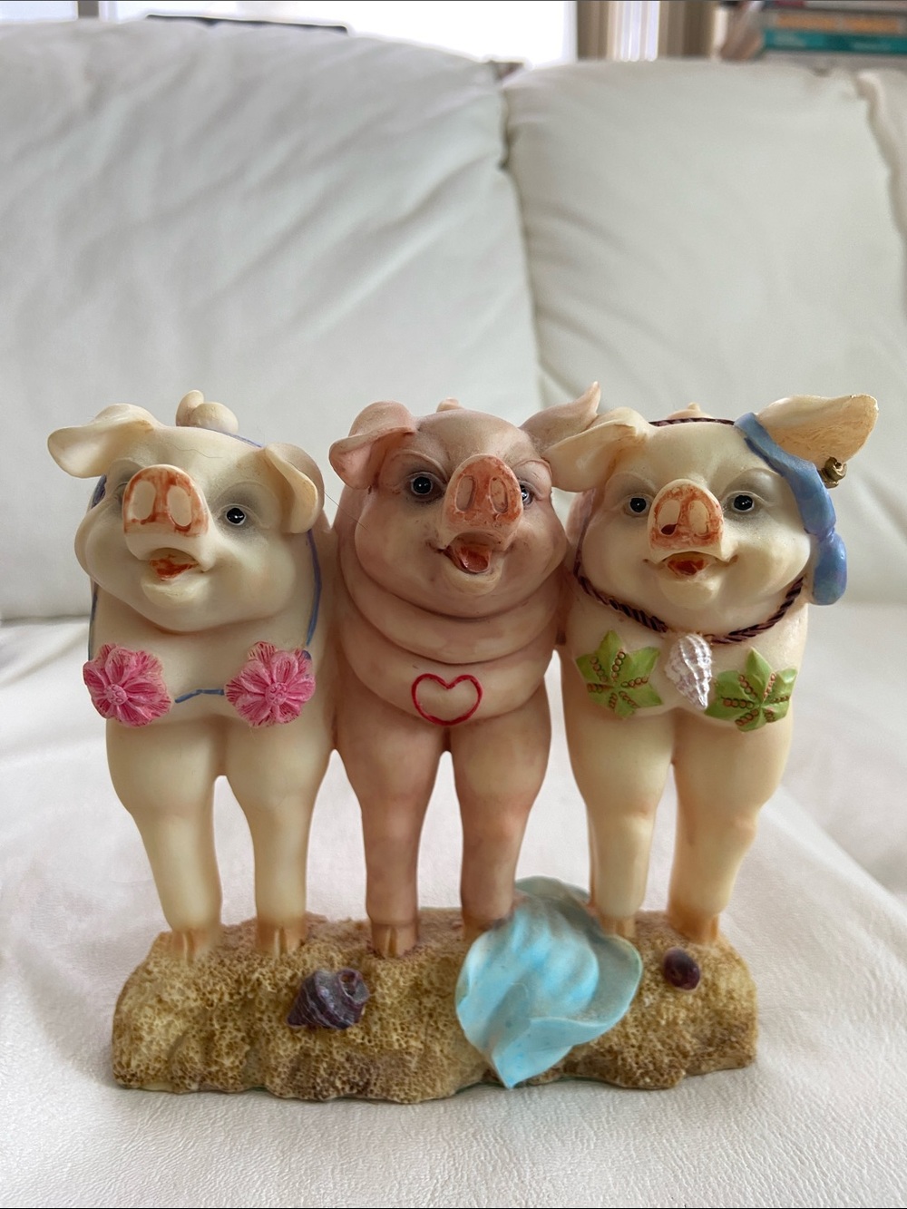 Decorative Three Pigs Figurine - Pink, Cream